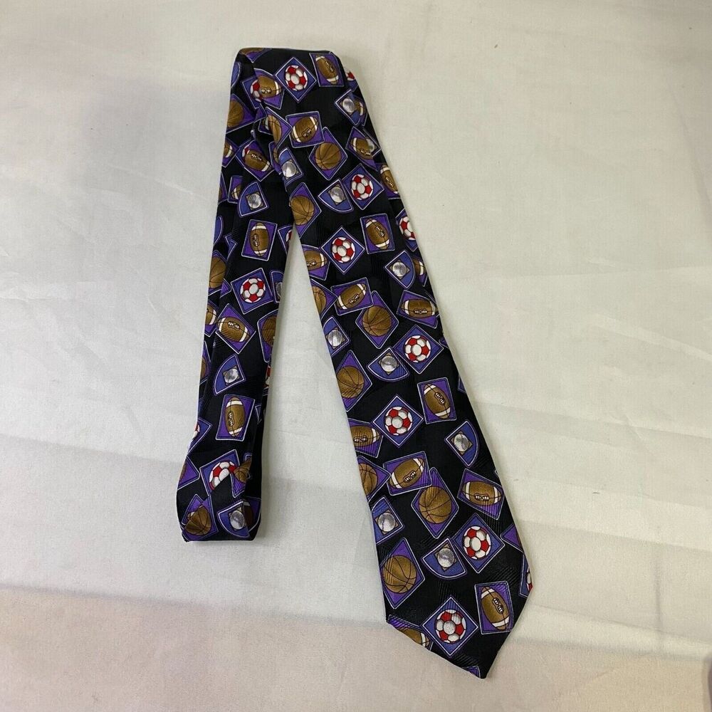 #6674 Stagg Black with Purple Sports Mens Necktie, Tie
